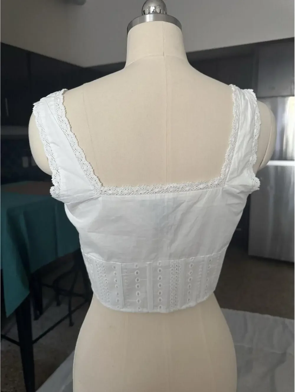 Cotton Corset Eyelet Blouse Top Forever 21 White Sz Small - Picture 3 of 5